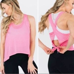 NWT ZYIA Pink Nimbus Split Back Tank Top M